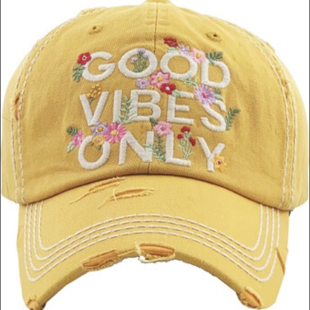 GOOD VIBES ONLY Washed Vintage Ballcap